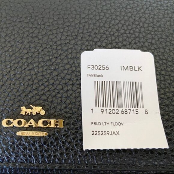 Coach F30256 Pebbled Leather Foldover Crossbody/Clutch Black - Picture 15 of 15